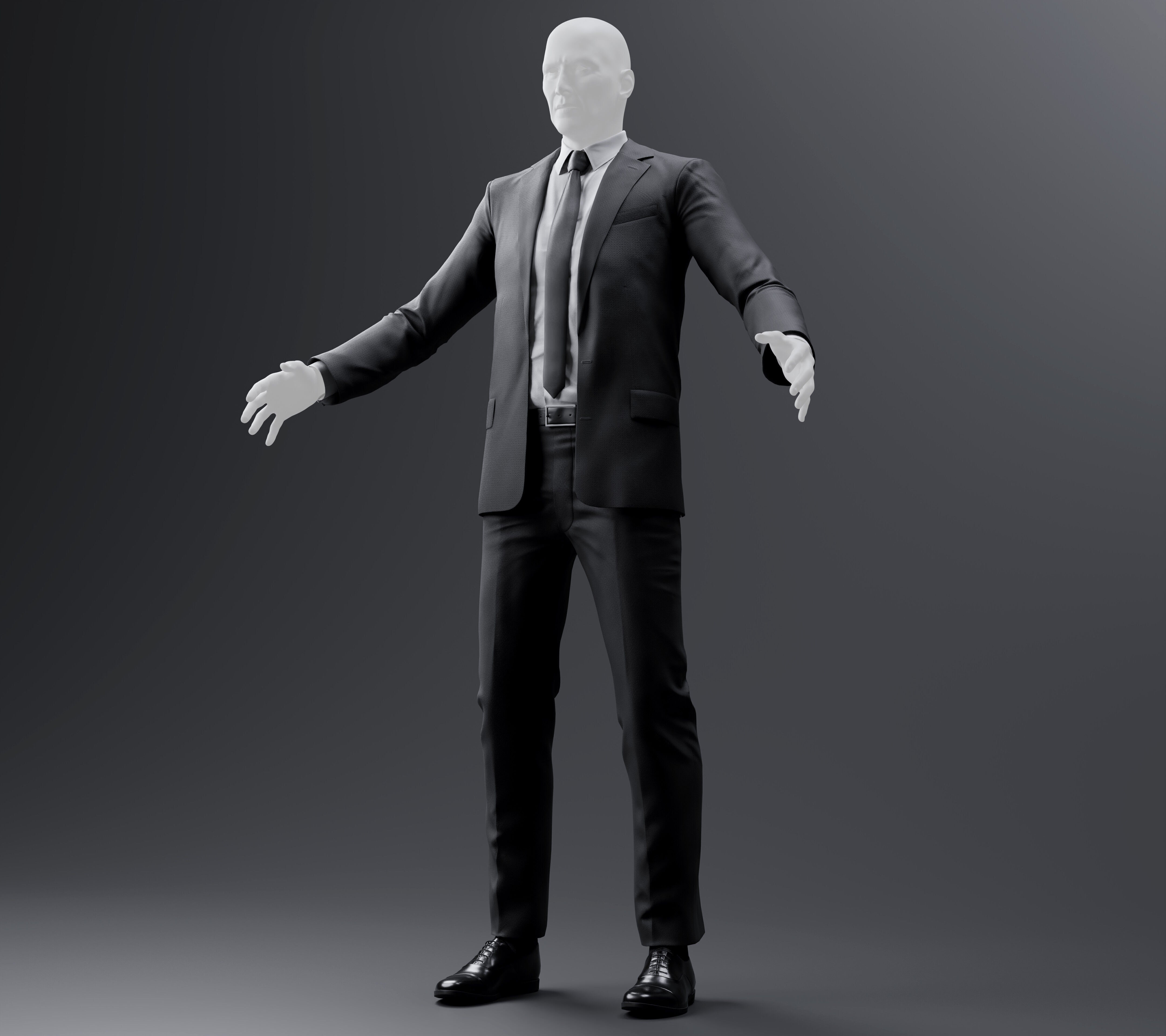Two and Three-Piece Suit Rigged Low-poly 3D model_2