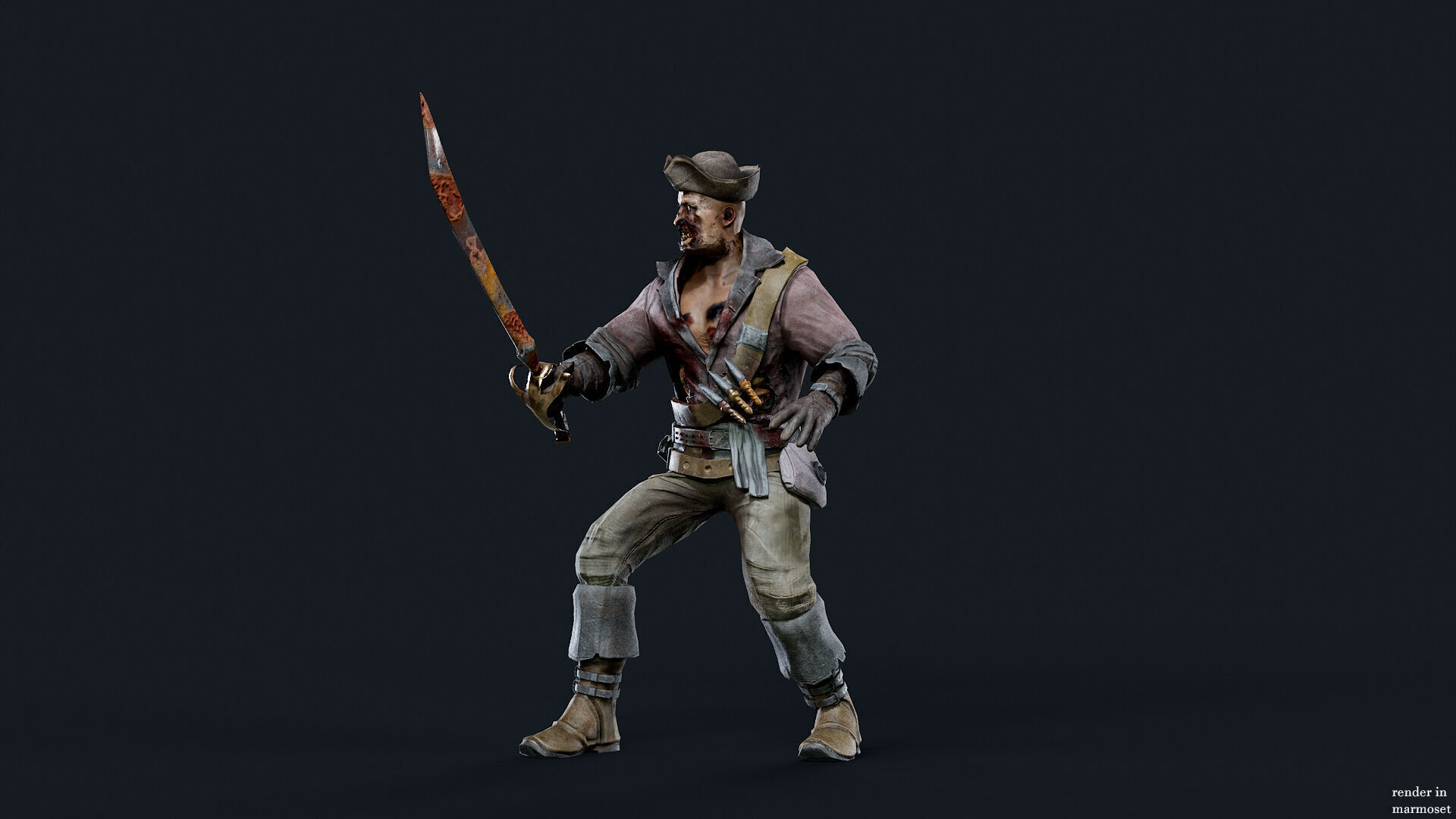 PIRATE UNDEAD 5 Low-poly 3D model_3