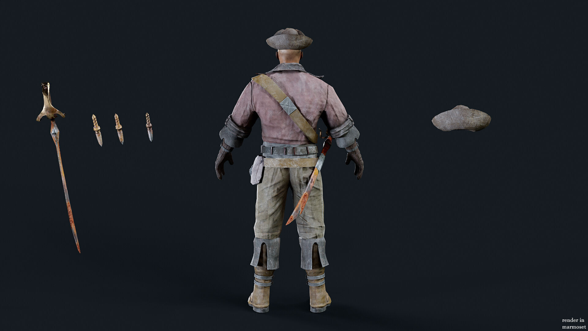 PIRATE UNDEAD 5 Low-poly 3D model_7