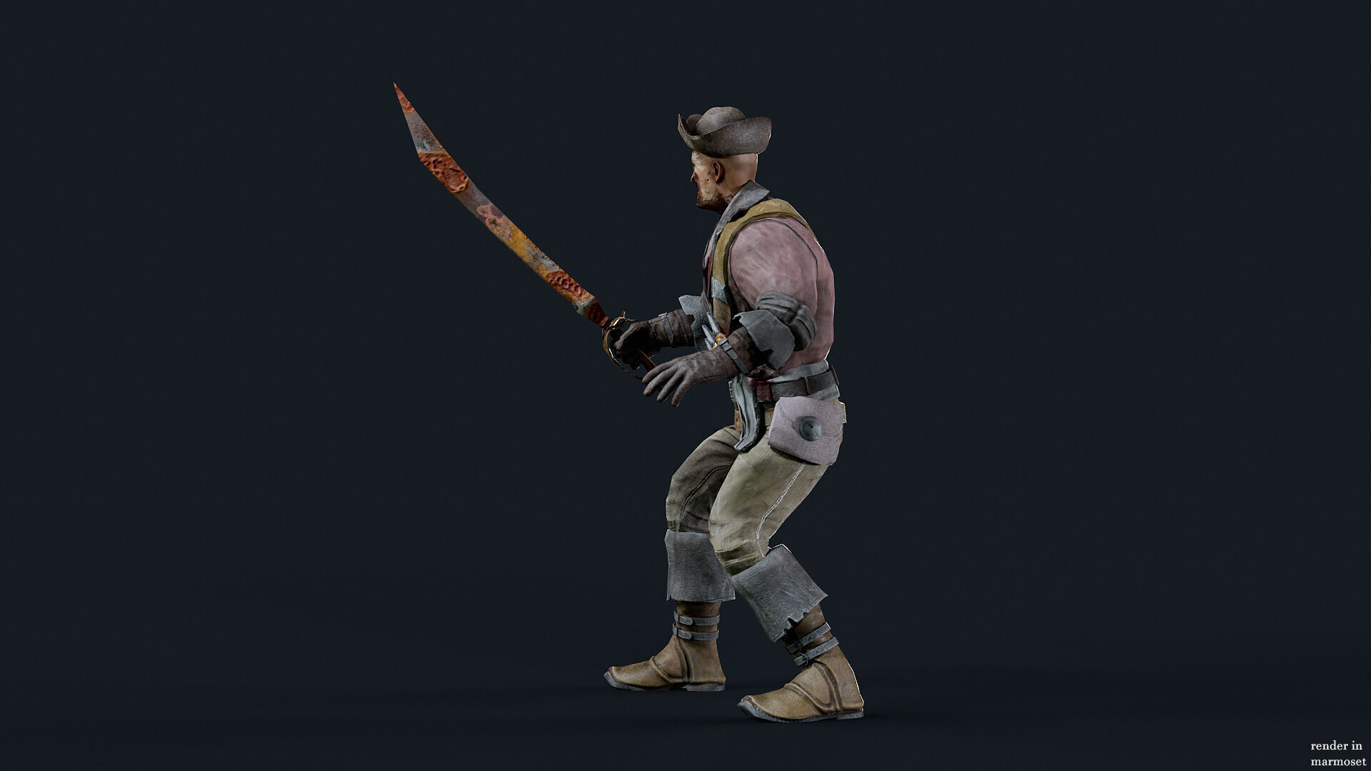 PIRATE UNDEAD 5 Low-poly 3D model_4