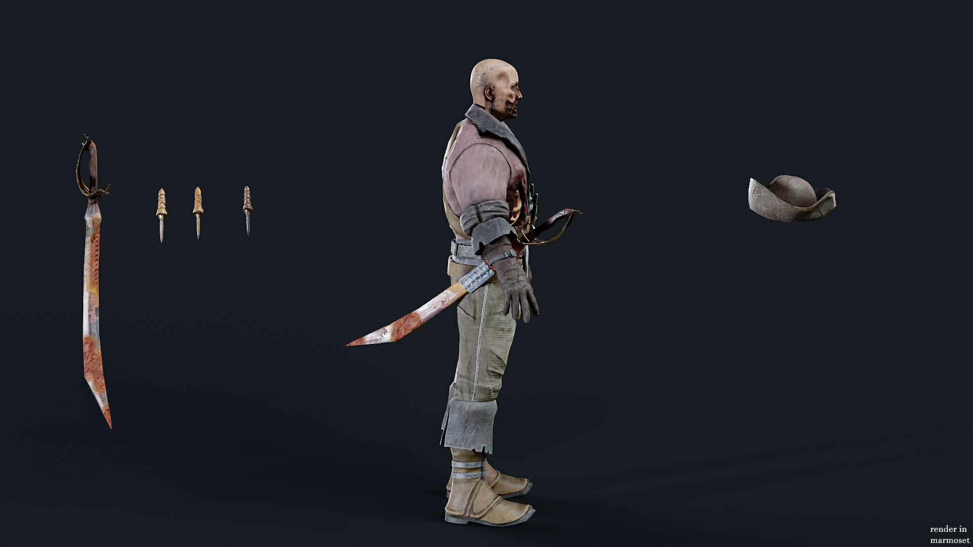 PIRATE UNDEAD 5 Low-poly 3D model_6