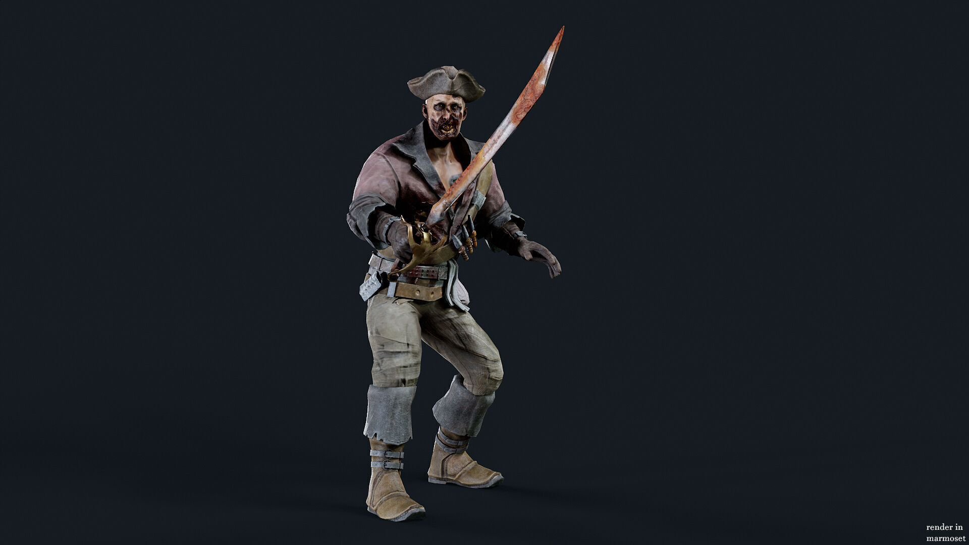 PIRATE UNDEAD 5 Low-poly 3D model_5