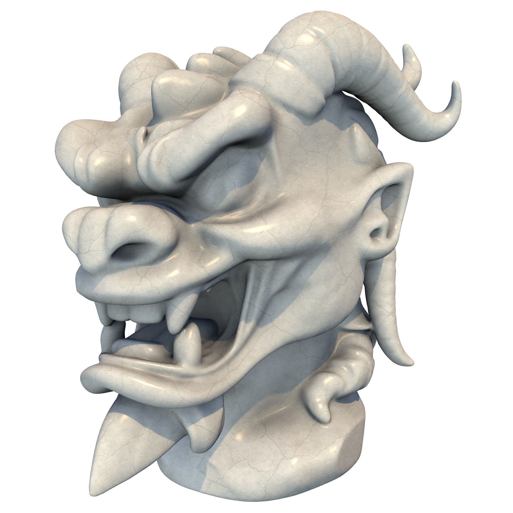 Japanese Oni Creature Head Bust Sculpture 6 3D print model_1