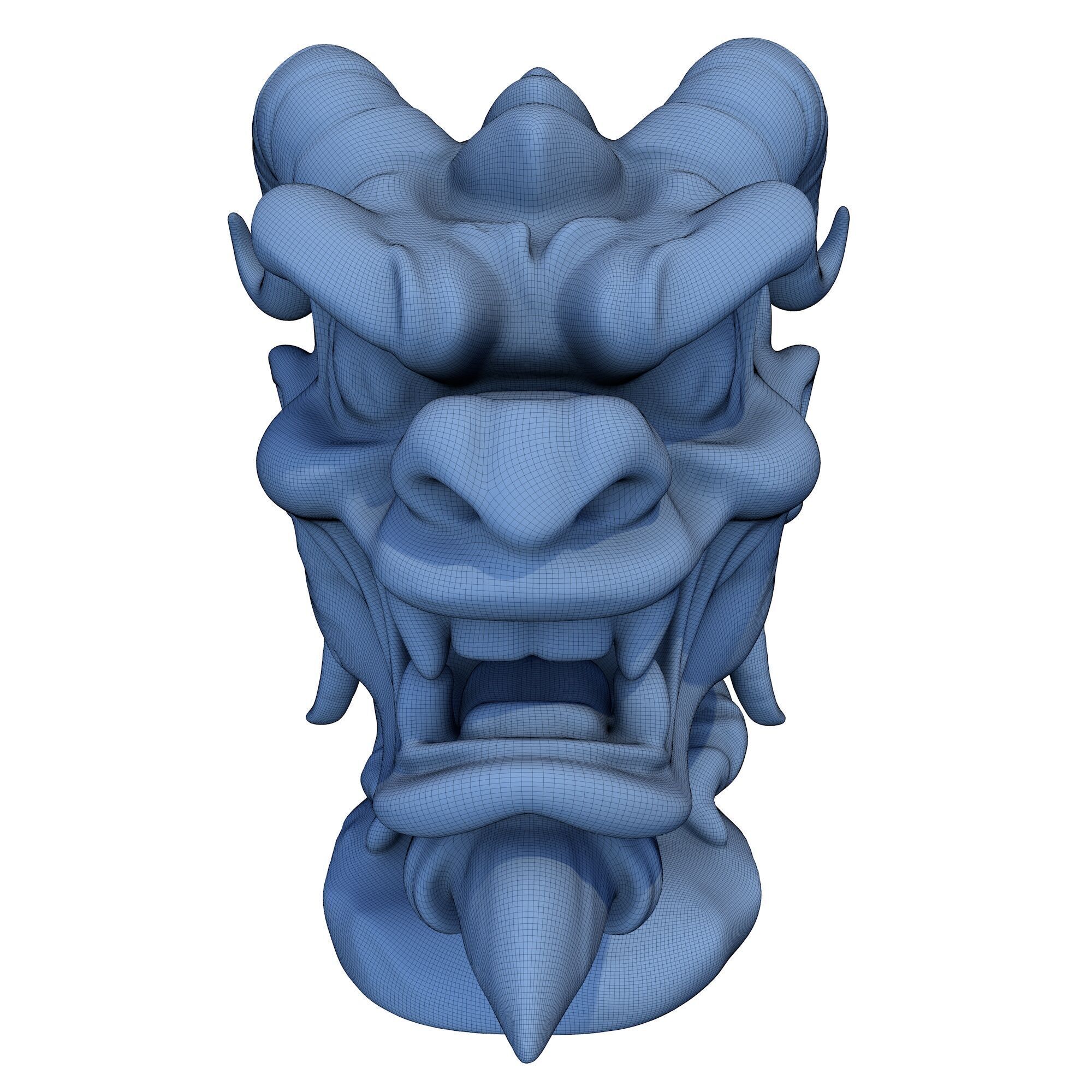Japanese Oni Creature Head Bust Sculpture 6 3D print model_8