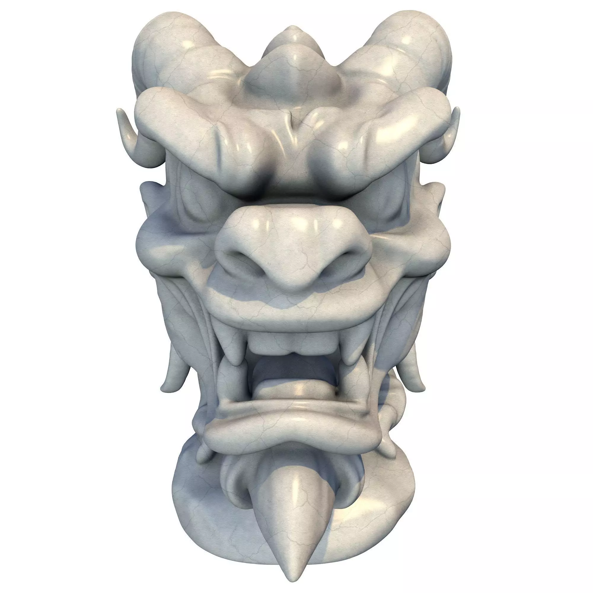 Japanese Oni Creature Head Bust Sculpture 6 3D print model_0