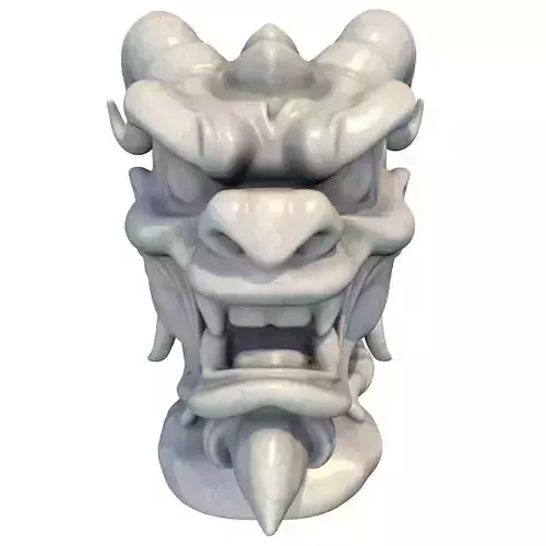 Japanese Oni Creature Head Bust Sculpture 6