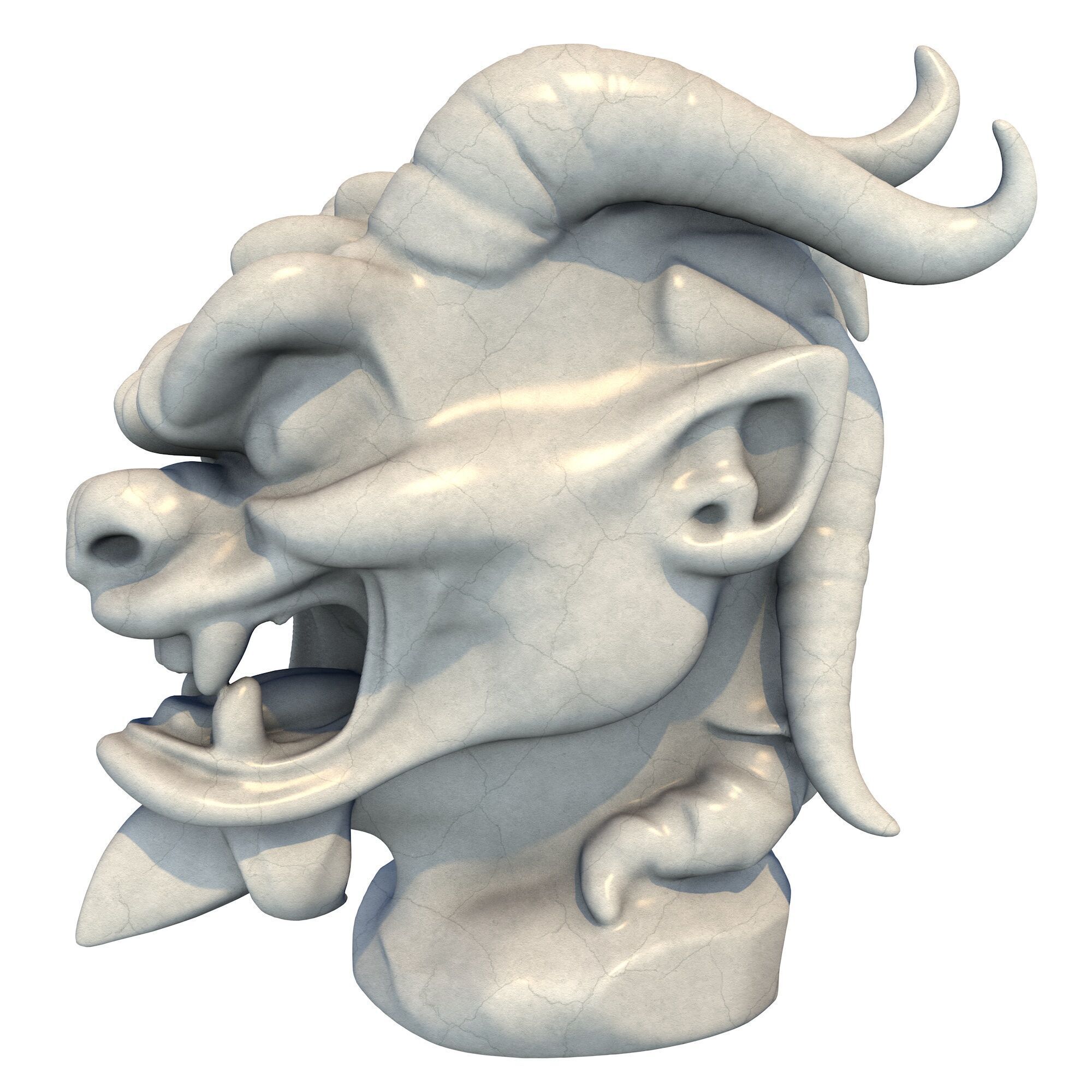 Japanese Oni Creature Head Bust Sculpture 6 3D print model_2