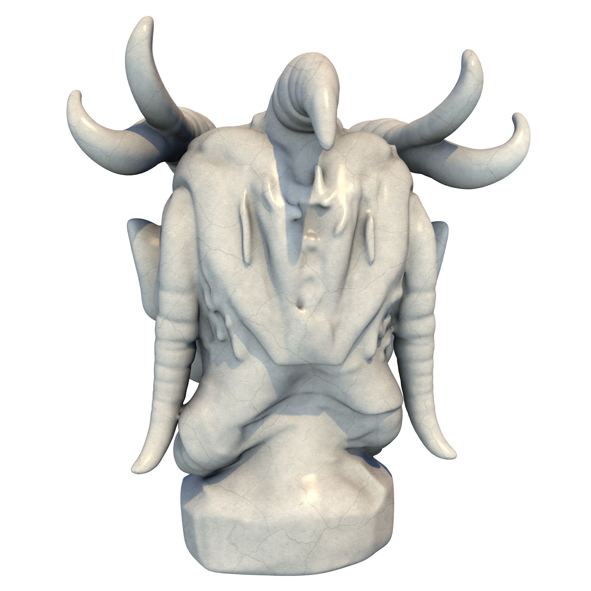 Japanese Oni Creature Head Bust Sculpture 6 3D print model_4