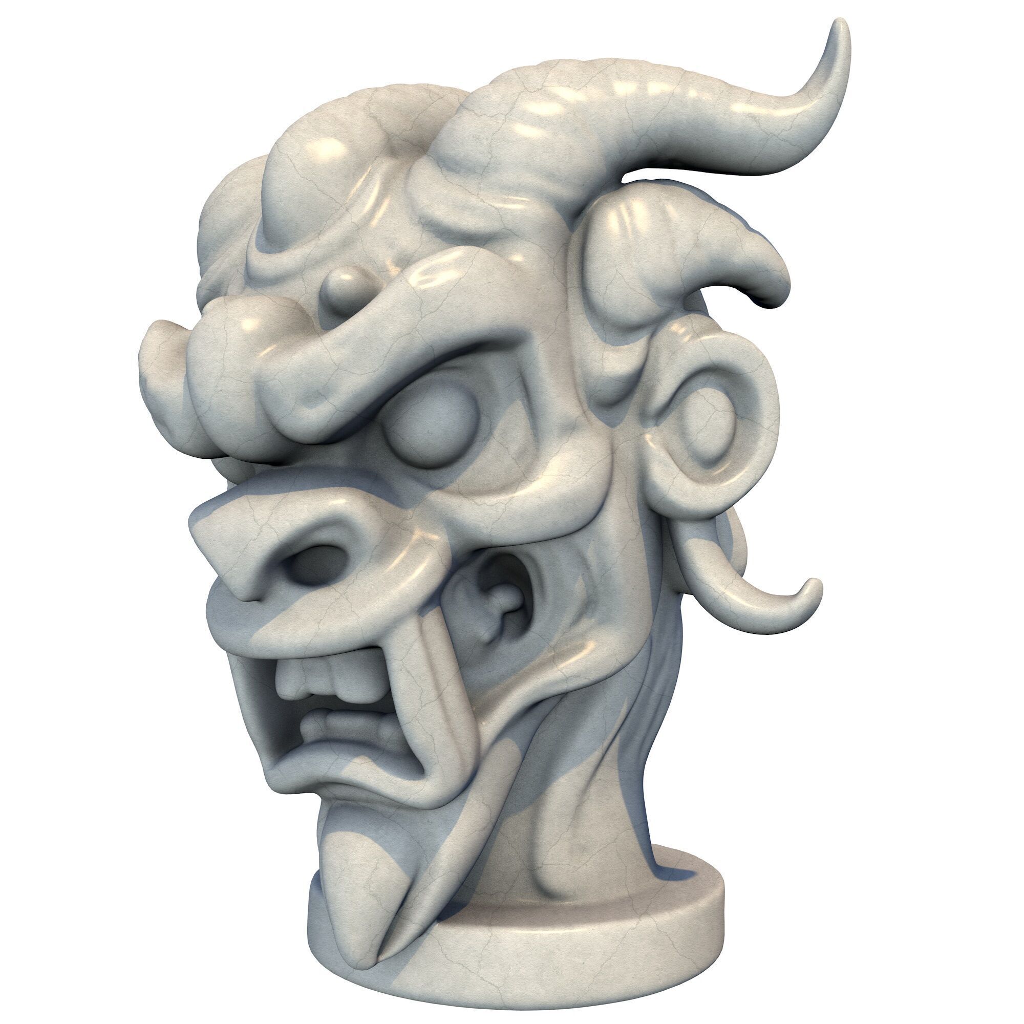 Japanese Oni Creature Head Bust Sculpture 5 3D print model_1