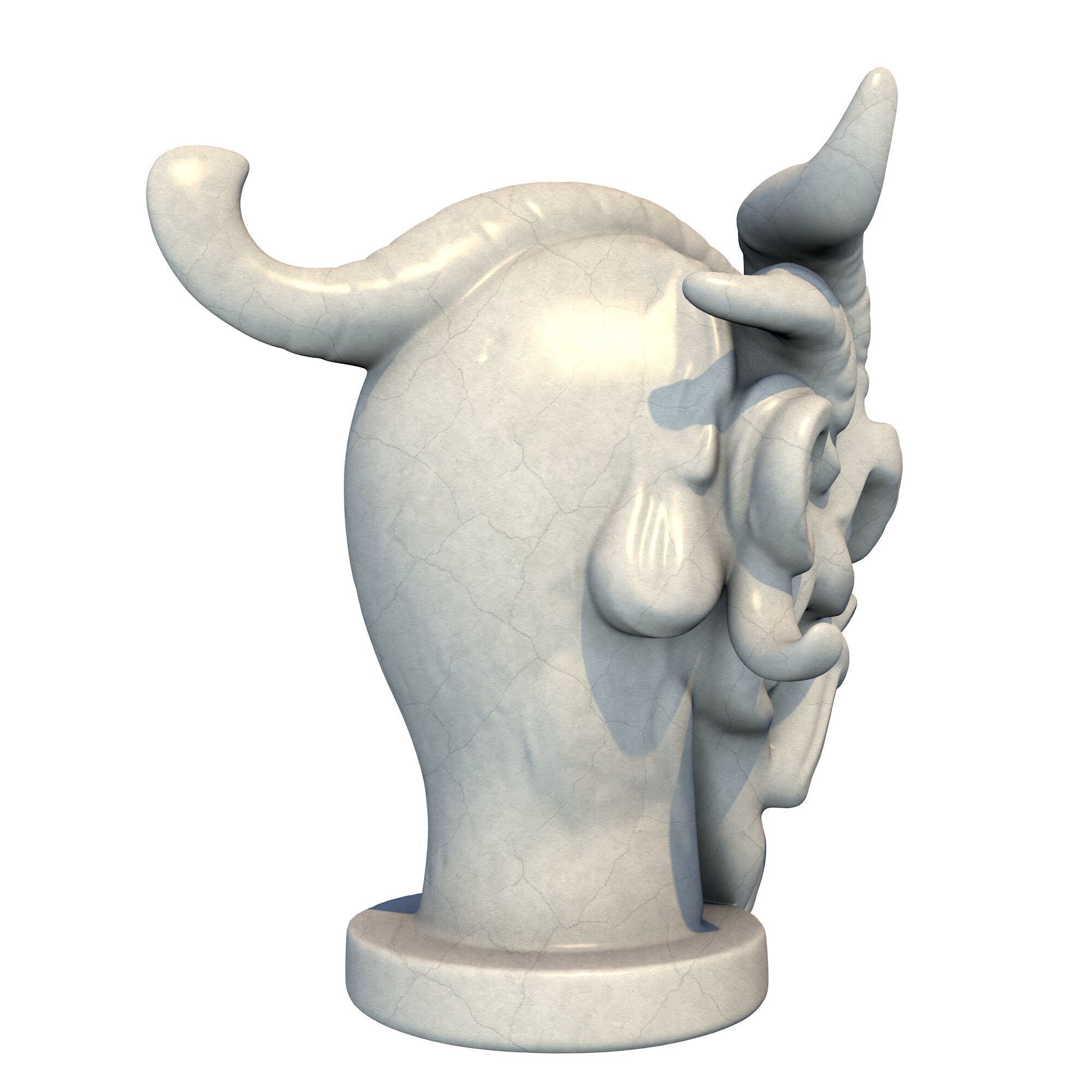 Japanese Oni Creature Head Bust Sculpture 5 3D print model_5