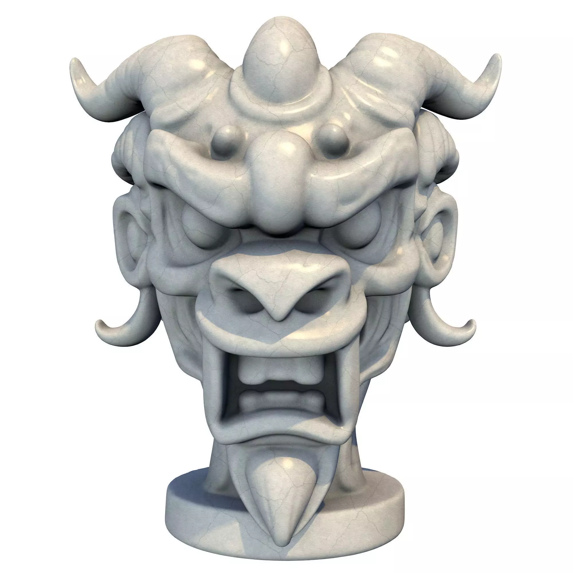 Japanese Oni Creature Head Bust Sculpture 5 3D print model_0