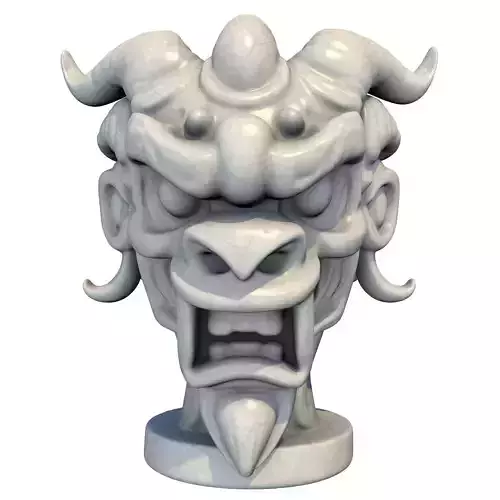 Japanese Oni Creature Head Bust Sculpture 5