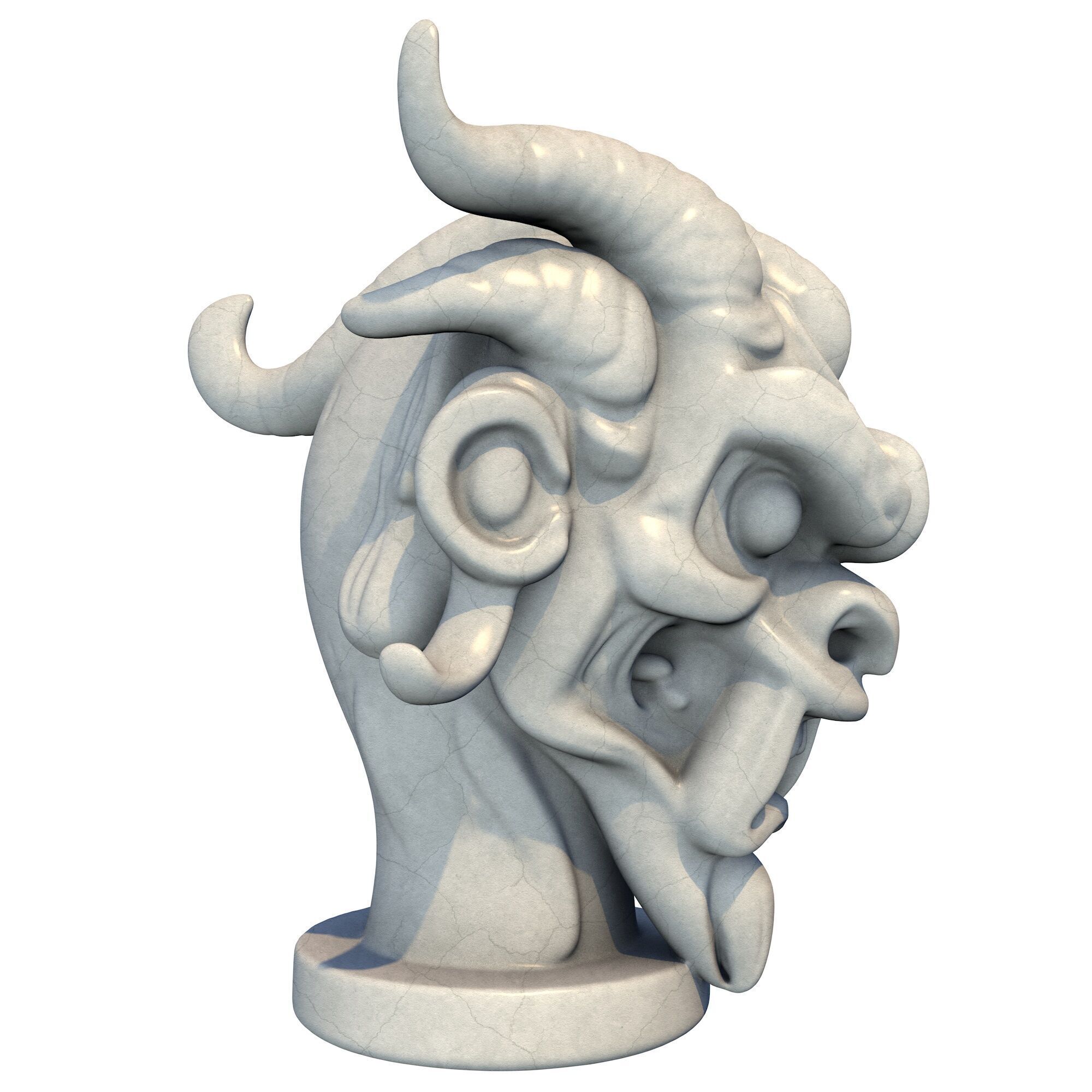 Japanese Oni Creature Head Bust Sculpture 5 3D print model_6
