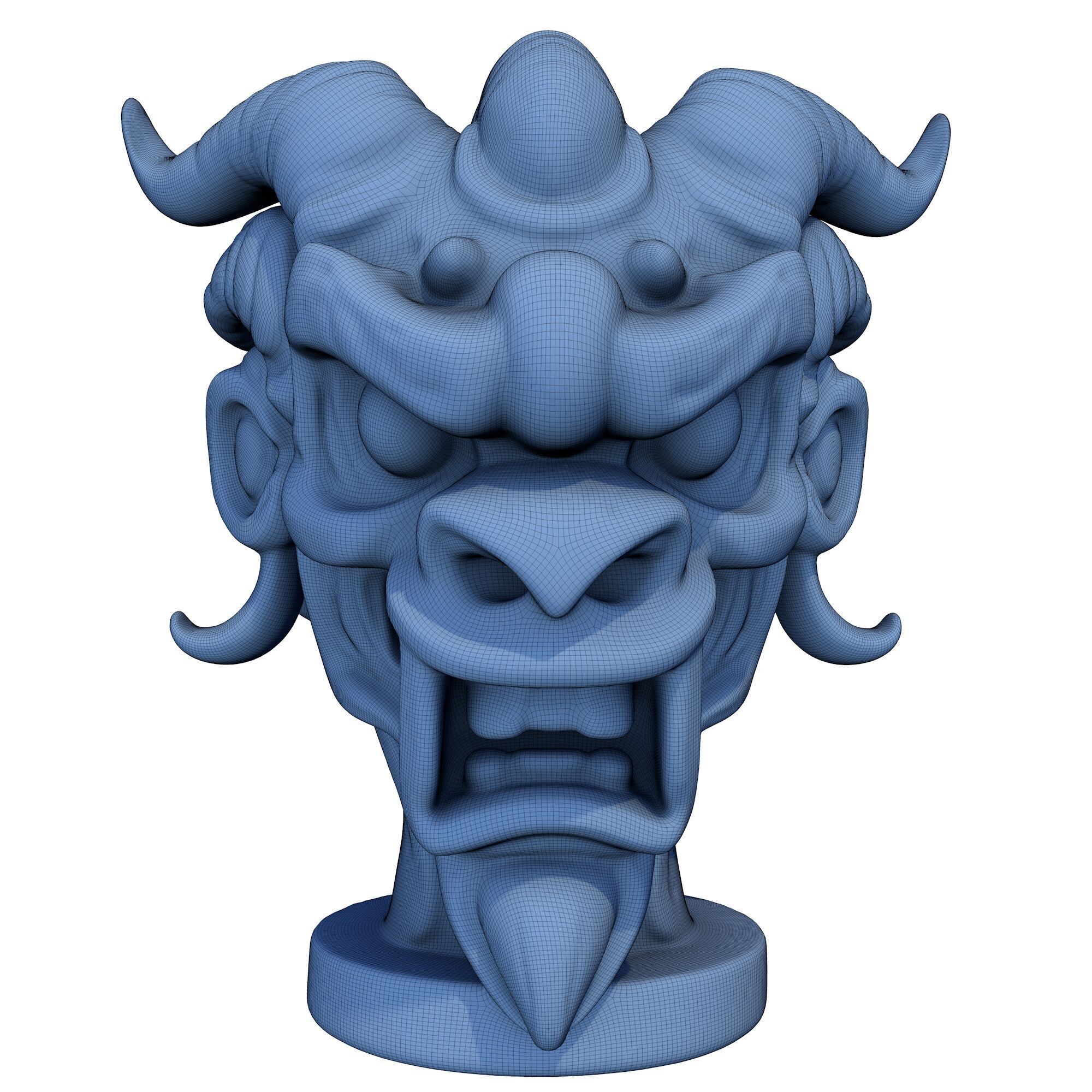 Japanese Oni Creature Head Bust Sculpture 5 3D print model_7