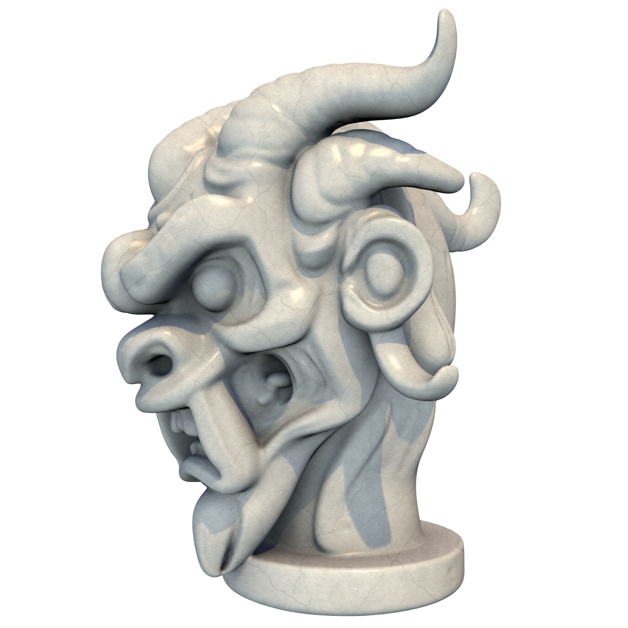 Japanese Oni Creature Head Bust Sculpture 5 3D print model_2