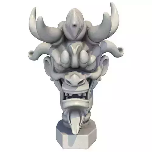 Japanese Oni Creature Head Bust Sculpture 4