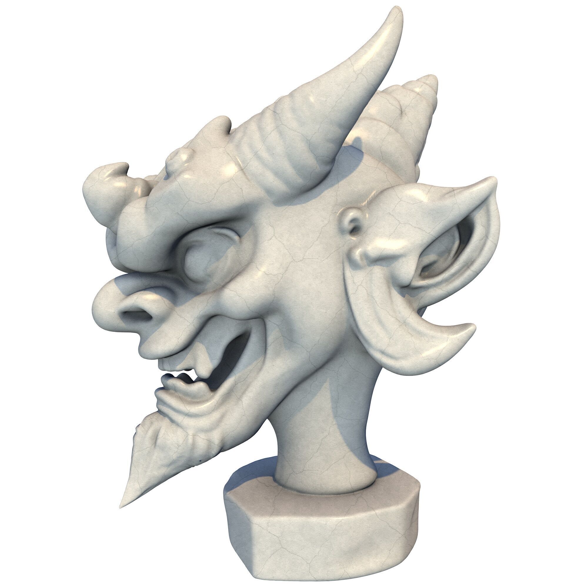 Japanese Oni Creature Head Bust Sculpture 3 3D print model_2