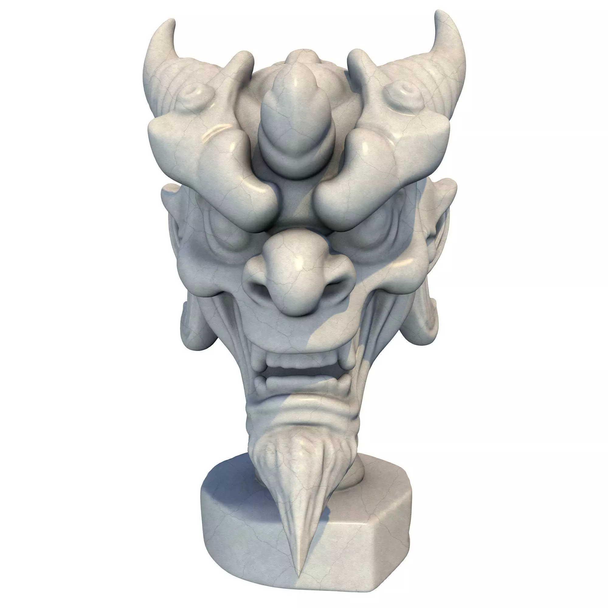Japanese Oni Creature Head Bust Sculpture 3 3D print model_0