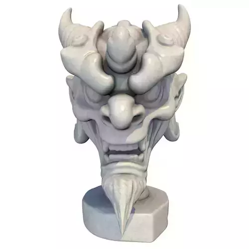 Japanese Oni Creature Head Bust Sculpture 3