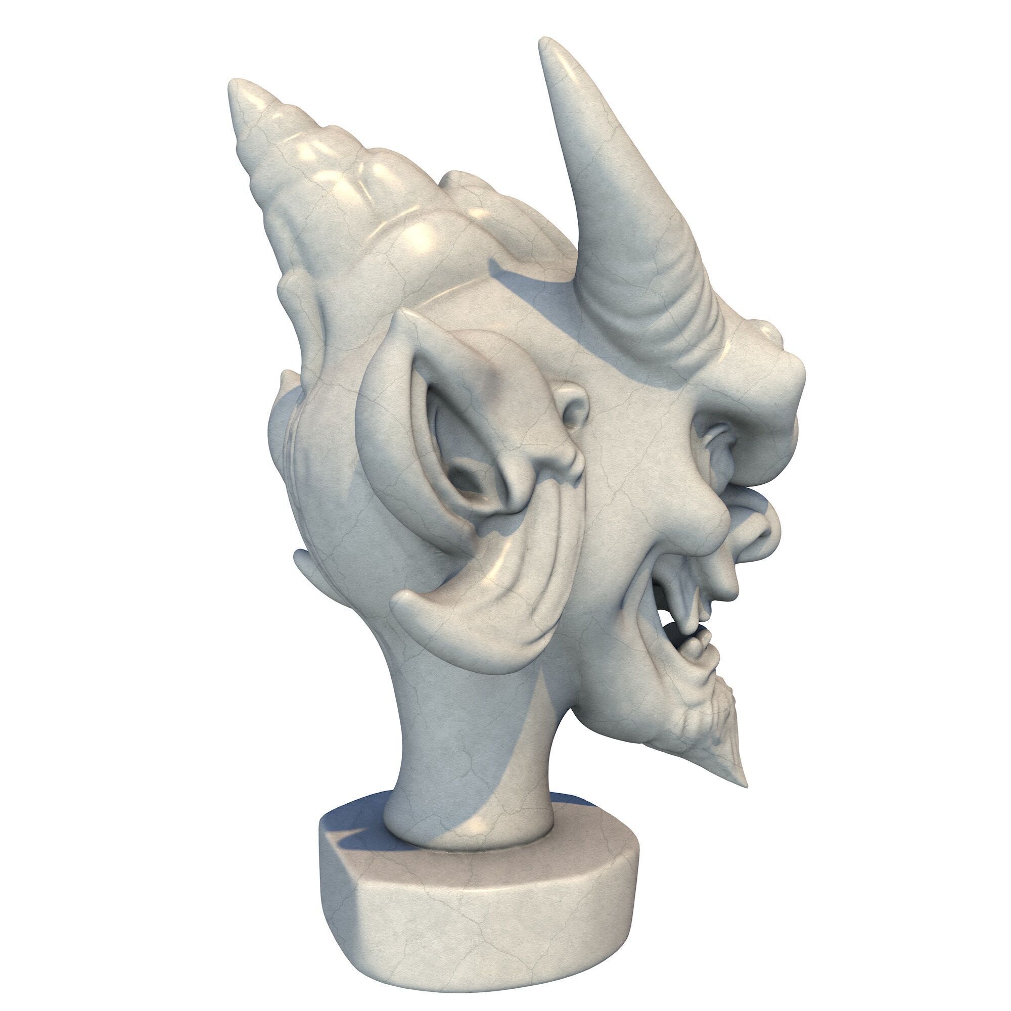Japanese Oni Creature Head Bust Sculpture 3 3D print model_6