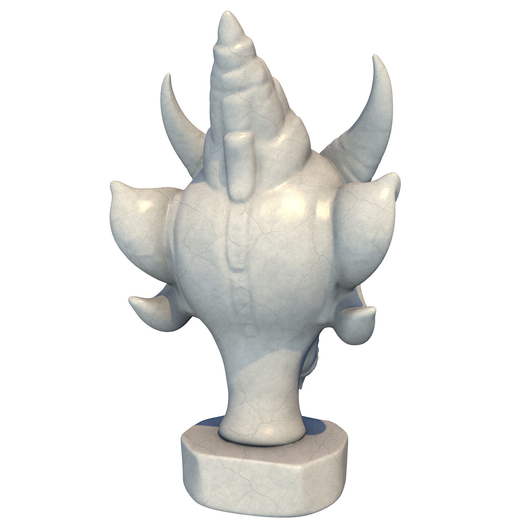 Japanese Oni Creature Head Bust Sculpture 3 3D print model_5