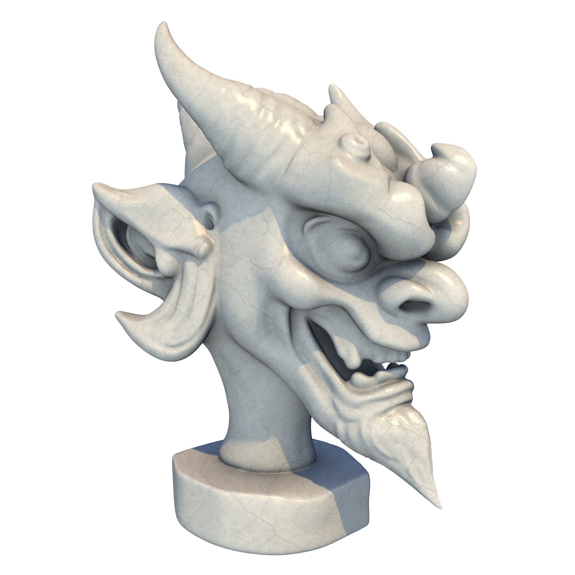 Japanese Oni Creature Head Bust Sculpture 3 3D print model_7