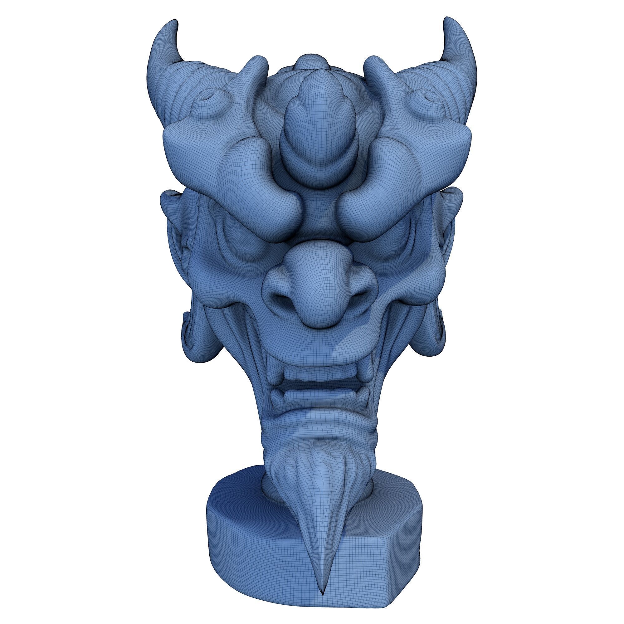 Japanese Oni Creature Head Bust Sculpture 3 3D print model_8