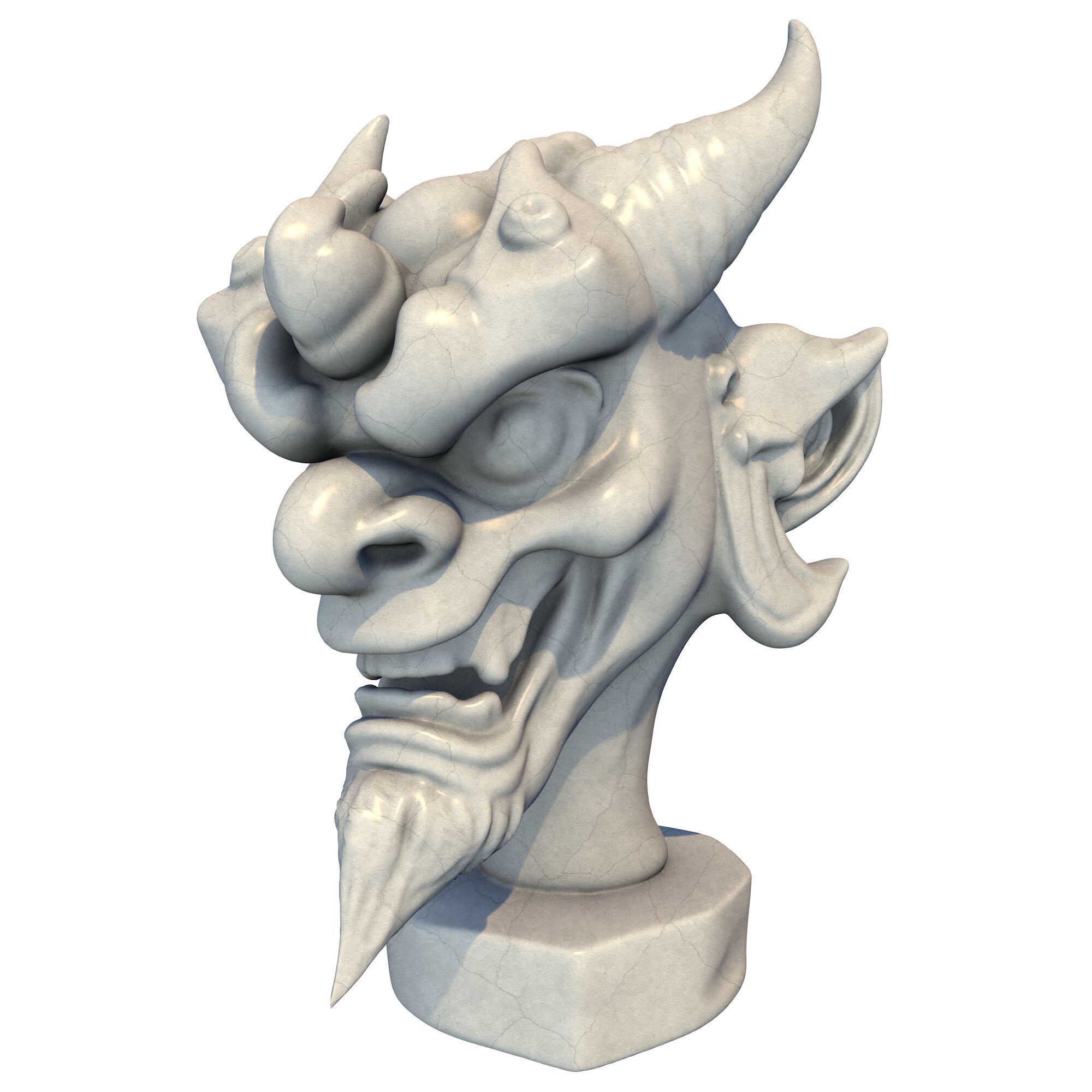 Japanese Oni Creature Head Bust Sculpture 3 3D print model_1
