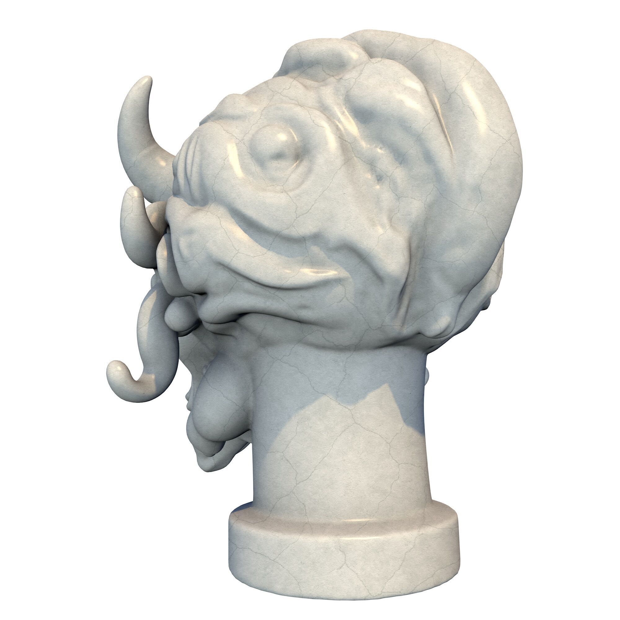 Japanese Oni Creature Head Bust Sculpture 2 3D print model_4