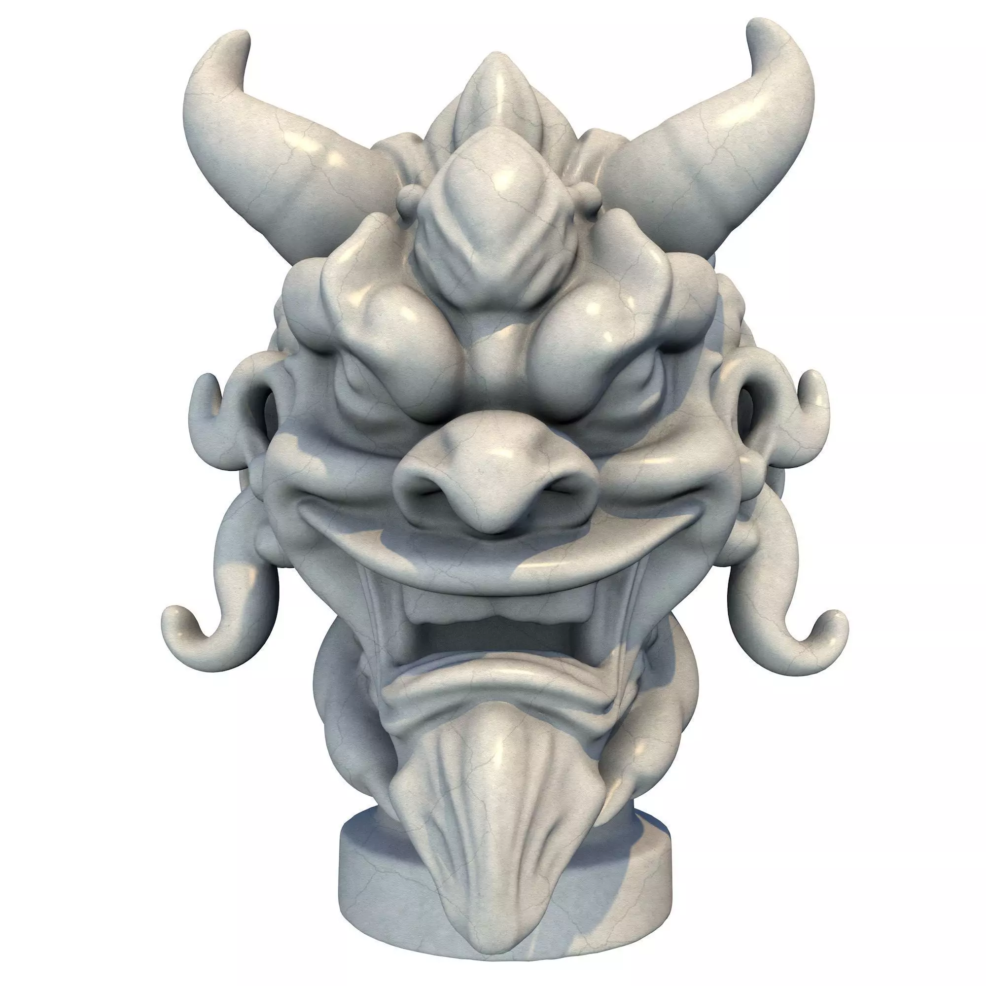 Japanese Oni Creature Head Bust Sculpture 2 3D print model_0