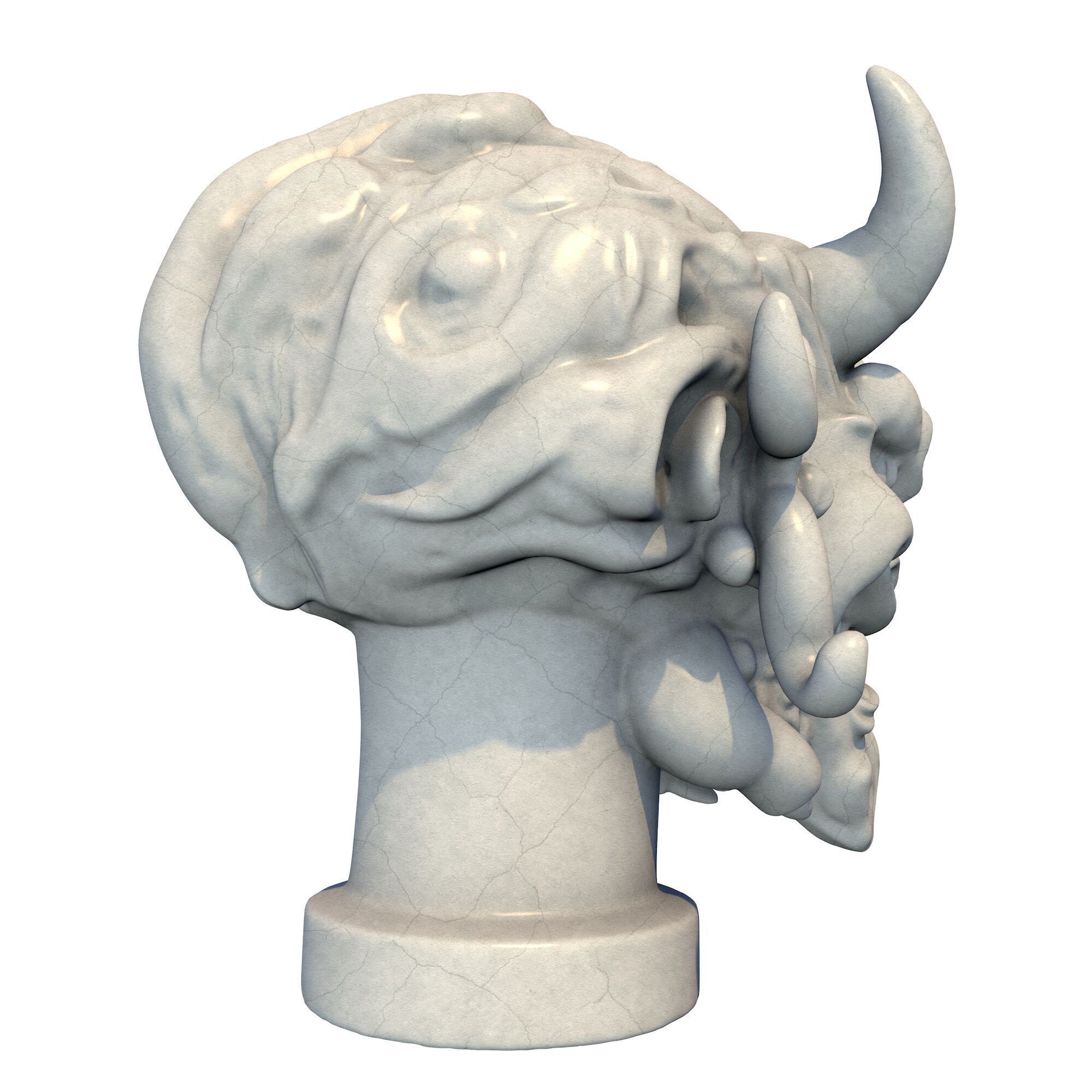 Japanese Oni Creature Head Bust Sculpture 2 3D print model_6