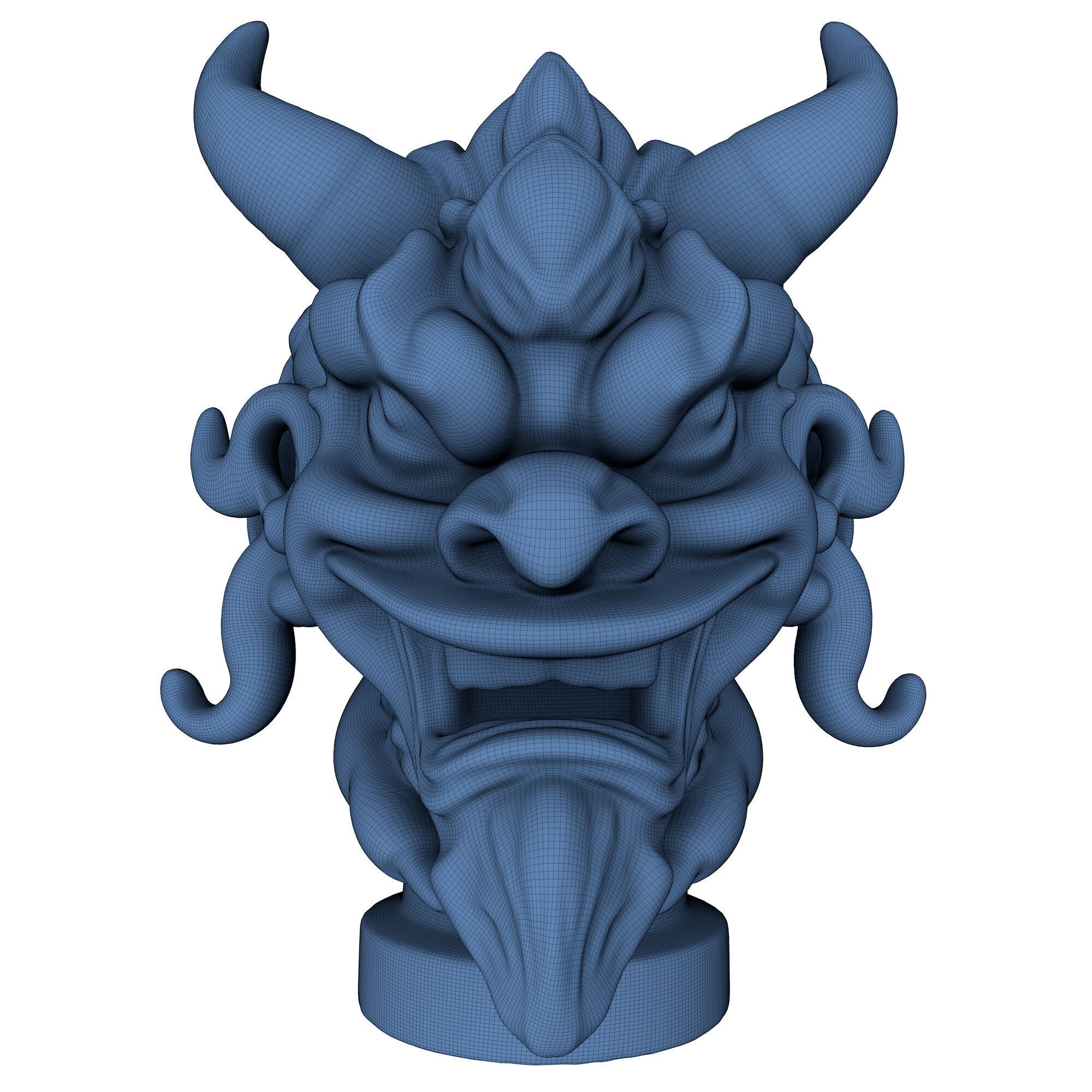 Japanese Oni Creature Head Bust Sculpture 2 3D print model_9