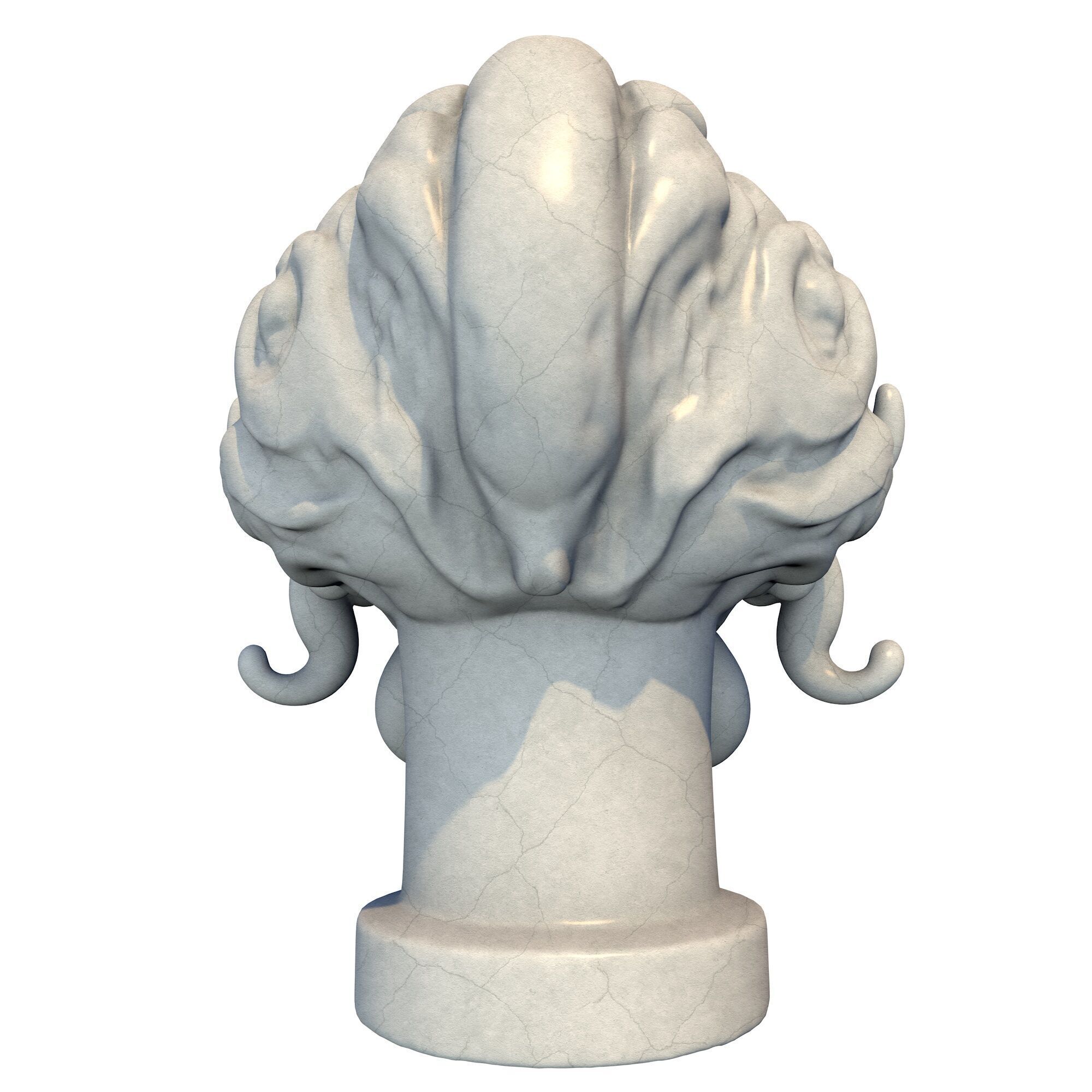 Japanese Oni Creature Head Bust Sculpture 2 3D print model_5