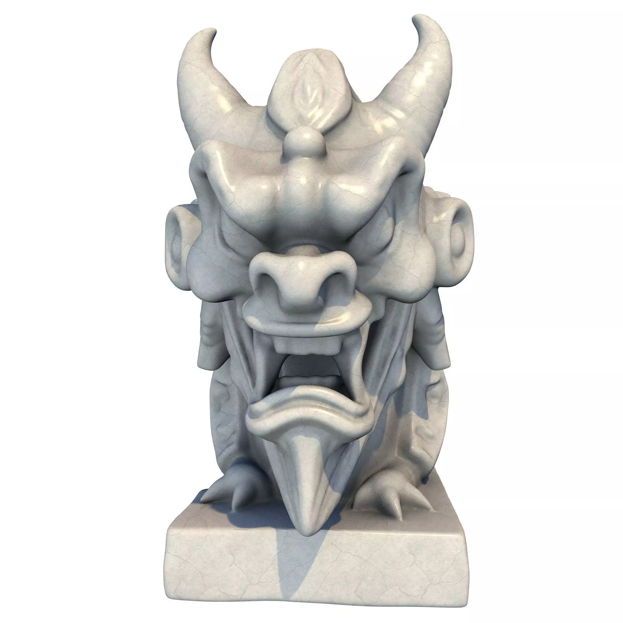 Japanese Oni Creature Head Bust Sculpture 1 3D print model_0