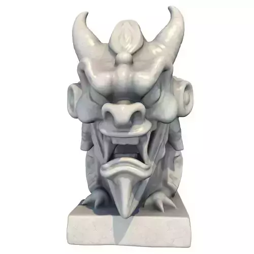 Japanese Oni Creature Head Bust Sculpture 1