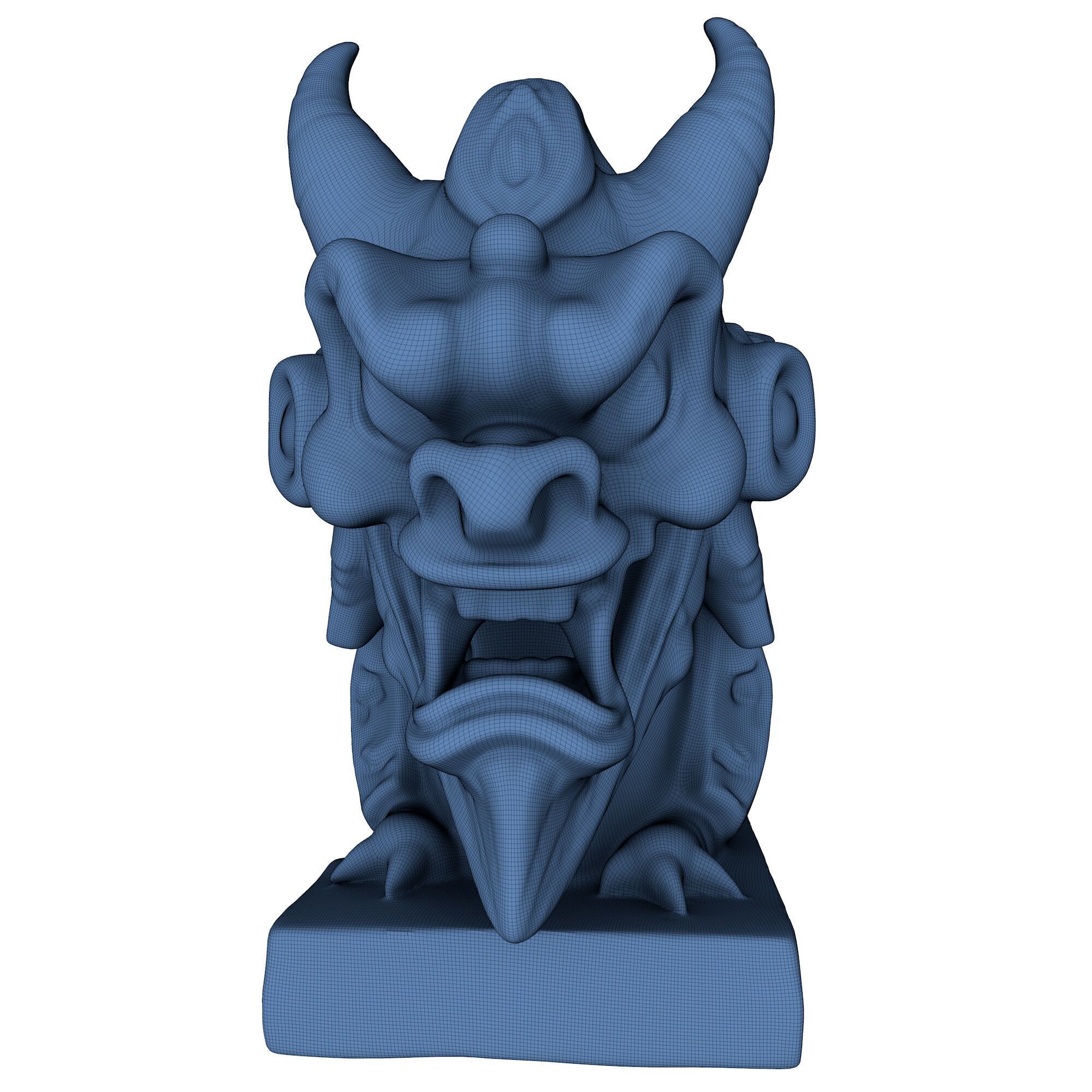 Japanese Oni Creature Head Bust Sculpture 1 3D print model_7