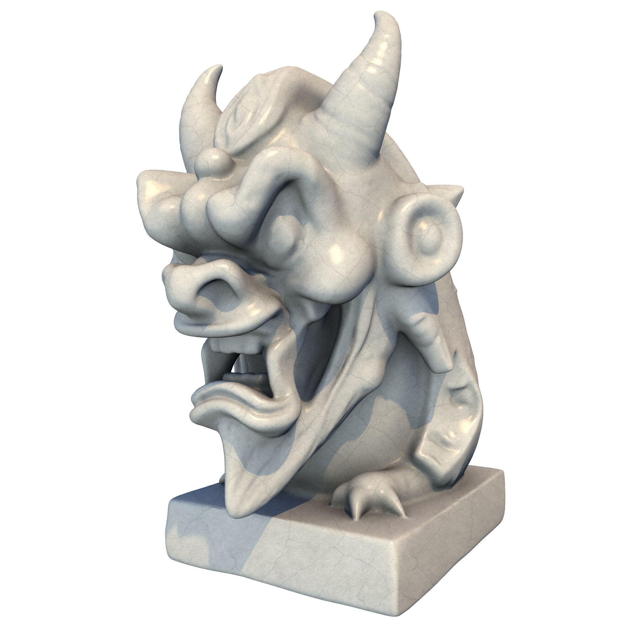 Japanese Oni Creature Head Bust Sculpture 1 3D print model_1