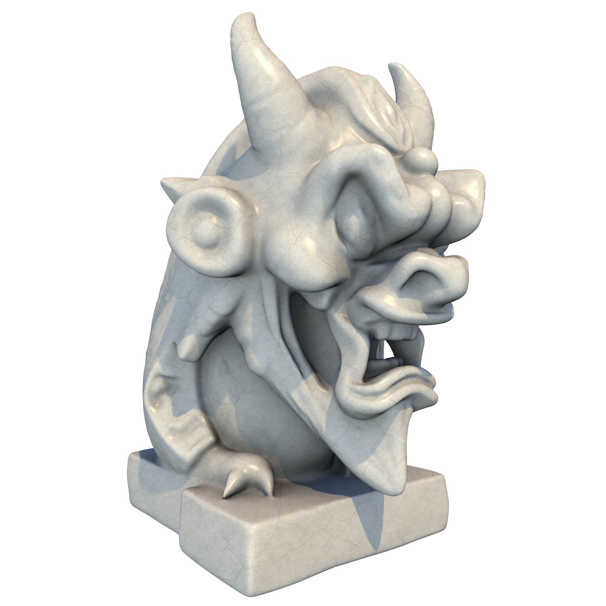 Japanese Oni Creature Head Bust Sculpture 1 3D print model_6