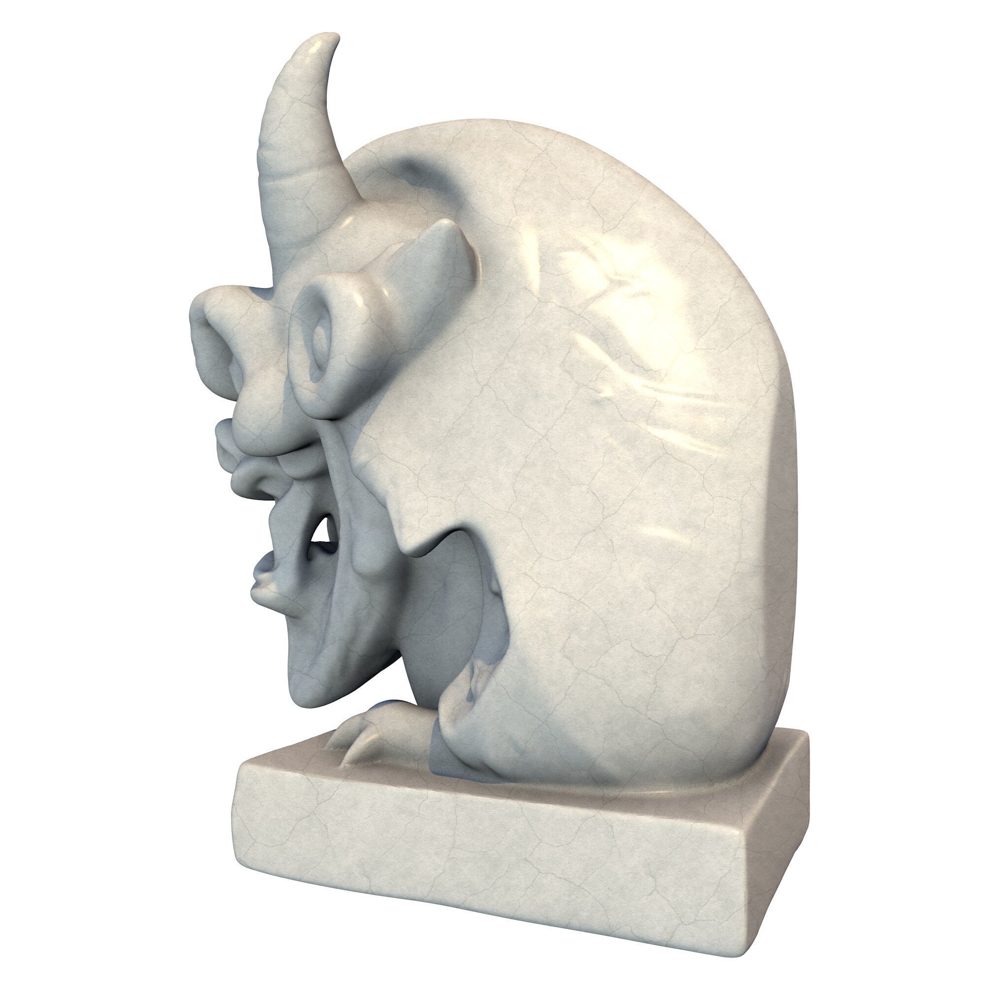 Japanese Oni Creature Head Bust Sculpture 1 3D print model_3