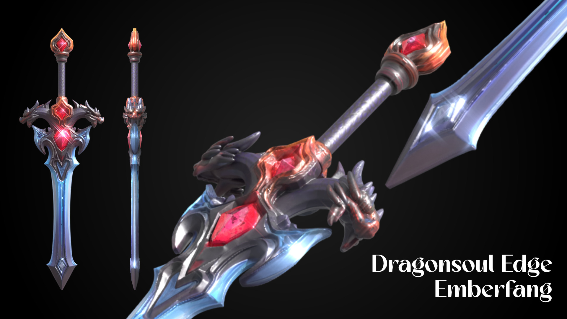 Stylized Sword - Dragonsoul Edge Emberfang - Game Ready 3D model_5