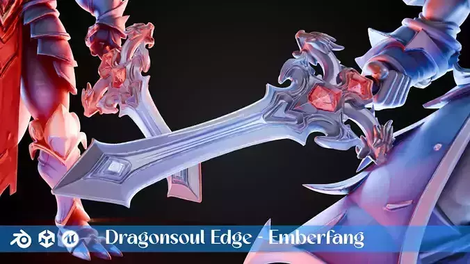 Stylized Sword - Dragonsoul Edge Emberfang - Game Ready 3D model