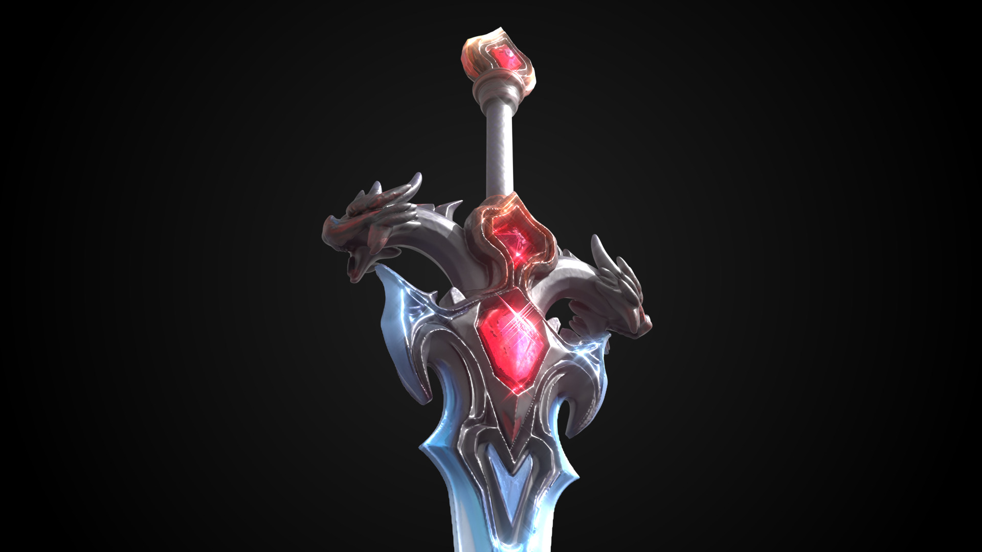 Stylized Sword - Dragonsoul Edge Emberfang - Game Ready 3D model_9
