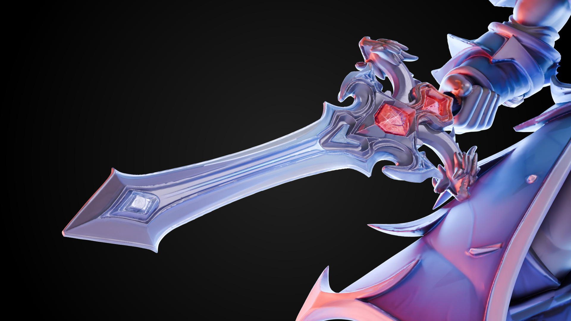 Stylized Sword - Dragonsoul Edge Emberfang - Game Ready 3D model_1