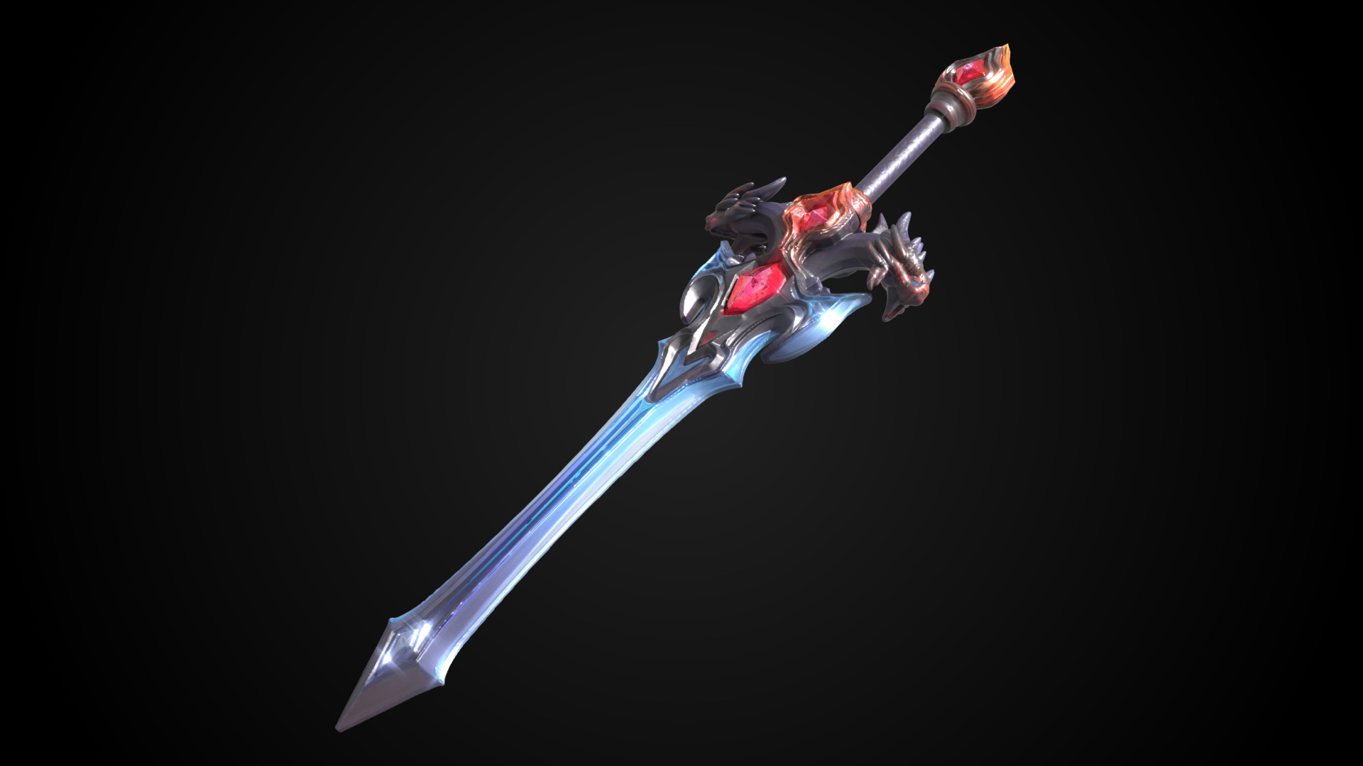 Stylized Sword - Dragonsoul Edge Emberfang - Game Ready 3D model_11