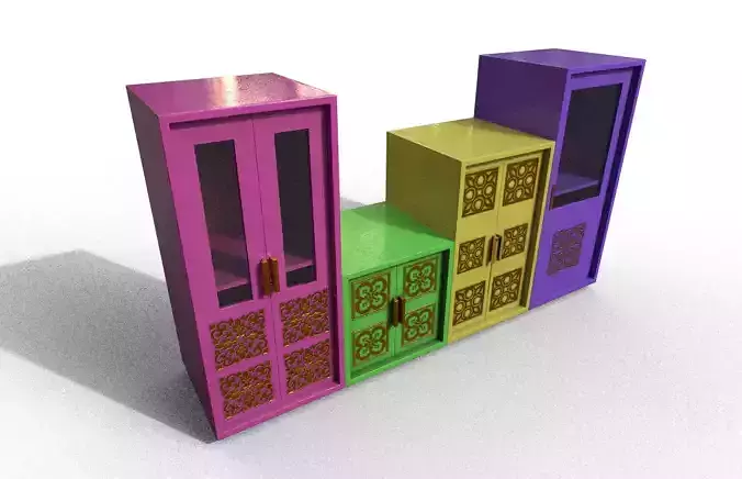 Set Old Modern Furniture 3D Model Terror