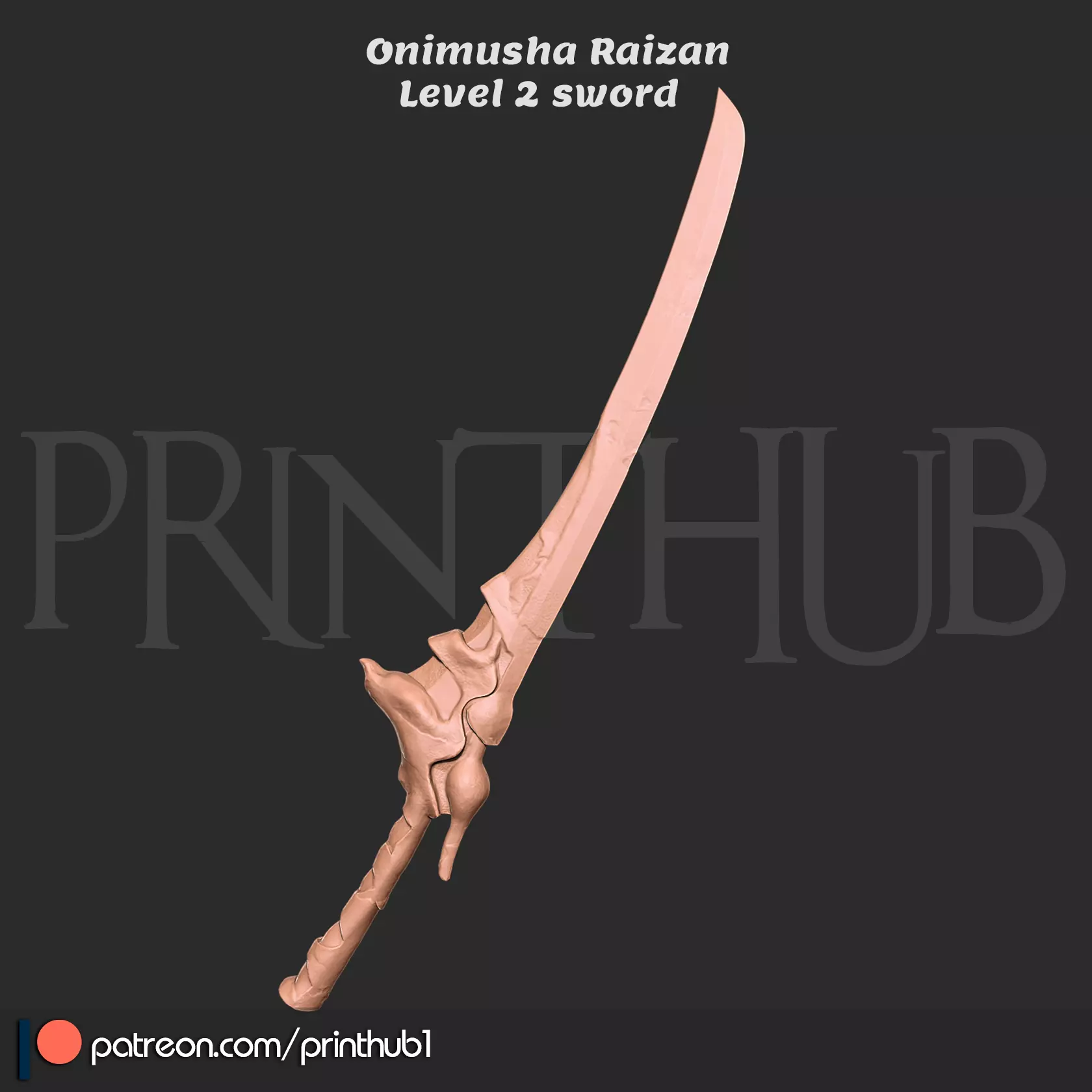 Raizan Sword Level 2  Onimusha Fan Art  Cosplay STL File 3D print model_0