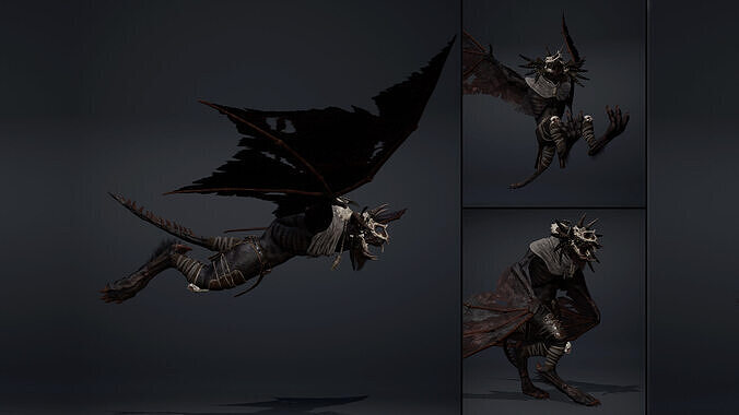 Dread Mage Wing1 Low-poly 3D model