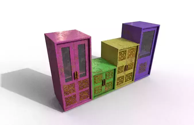 Set Old Modern Furniture 3D Model Terror