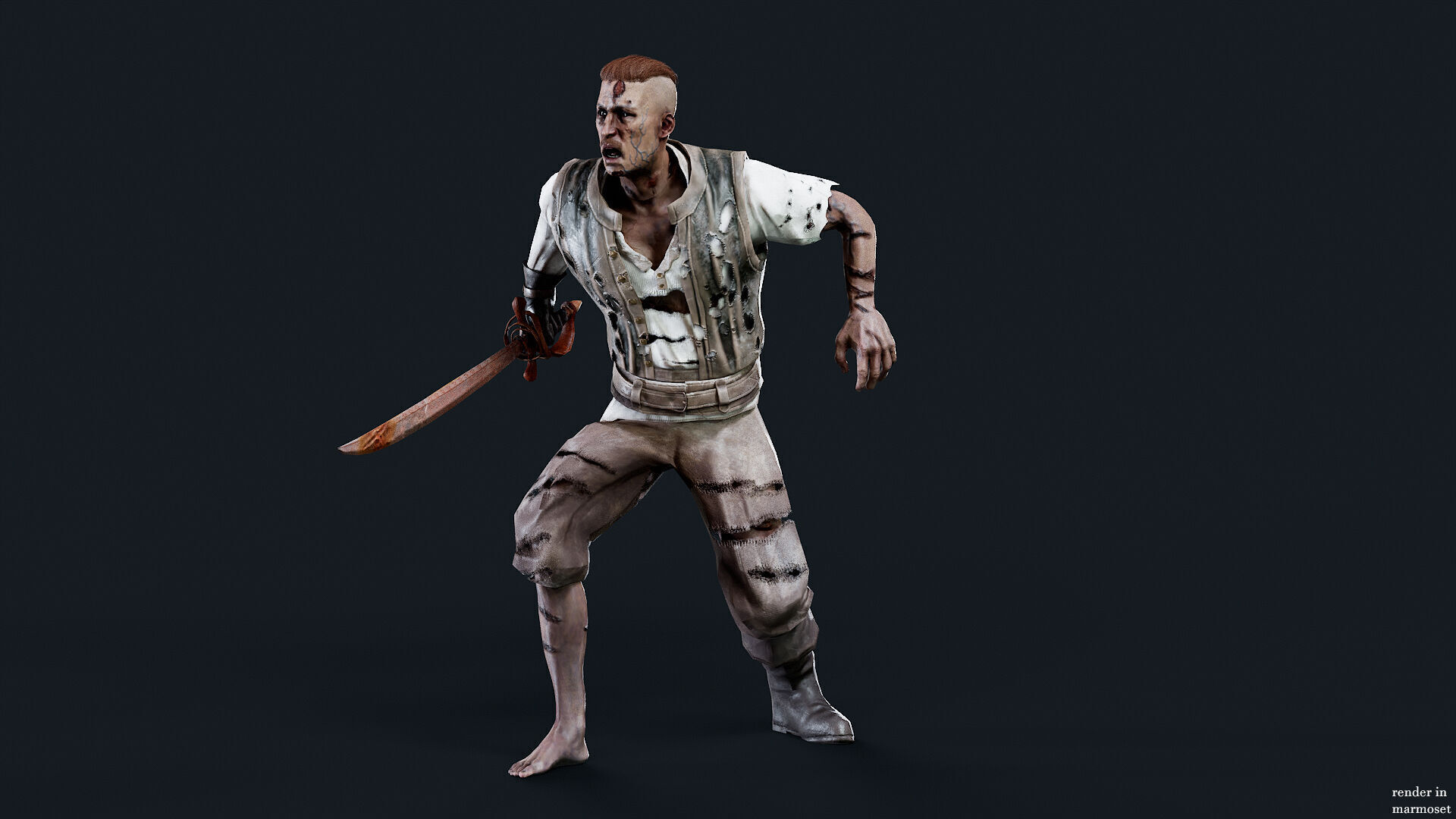 PIRATE UNDEAD 6 Low-poly 3D model_5