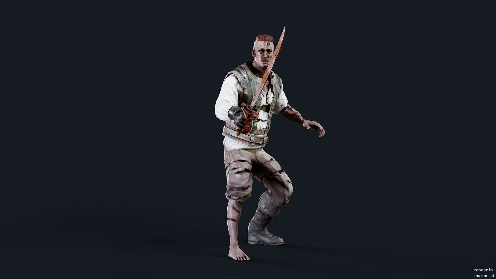 PIRATE UNDEAD 6 Low-poly 3D model_4